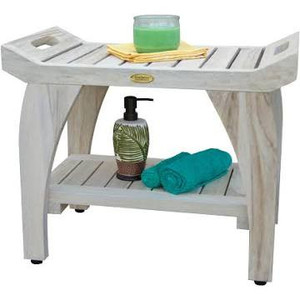 lot 1253 image: EcoDecors Tranquility Shower Bench, 24, White