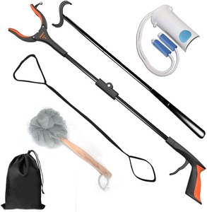 lot 1257 image: 7 In 1 Hip Knee Back Replacement Recovery Kit With 32 Grabber Reacher Tool, Slick Sock Aid, Sturdy Long Shoe Horn & Dressing Stick, Leg Lifter, Bath Sponge, Storage Bag