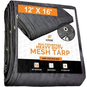 lot 1258 image: Xpose Safety Heavy Duty Mesh Tarp ����� 12����� x 16����� Multipurpose Black Protective Cover with Air Flow - Use for Tie Downs, Shade, Fences, Canopies, Dump Trucks ����� Tear Resistant