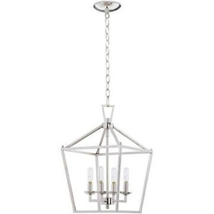 lot 1259 image: MOTINI 4-Light Silver Lantern Pendant Light Polished Nickel Finish Hanging Light Fixture Geometric Chandelier with Adjustable Chain Metal Cage Pendant Lighting for Kitchen Island Dining Room Foyer