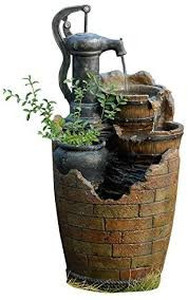 lot 1262 image: Jeco Glenville Water Pump Cascading Water Fountain, BrownBlack