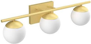 lot 1309 image: Ralbay Bathroom Vanity Light Fixtures 3 Lights Gold with Milk White Glass Globe Modern Industrial Bathroom Vanity Light Fixtures Over Mirror (Exclude Bulb)