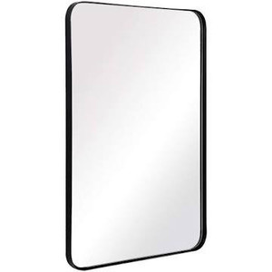 lot 1323 image: ANDY STAR Wall Mirror for Bathroom, 24x36 Inch Black Bathroom Mirror, Stainless Steel Metal Frame with Rounded Corner, Rectangle Glass Panel Wall Mounted Mirror Decorative for Bathroom