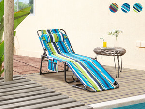 lot 1329 image: SUPERJARE Quilted Foldable Lounge Chair, Tanning Chair with 4-Position Adjustable Backrest, Outdoor Chaise Lounge with Removable Pillow, Sunbathing Lounger for Lawn, Beach, Pool, Camping - Dark Cyan