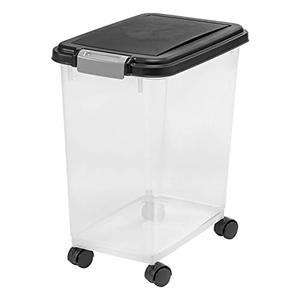 lot 1330 image: IRIS USA Airtight Food Container for Dog, Cat, Bird, and Other Pet Food Storage Bin, BPA Free, Black, 33 Quart (500088)