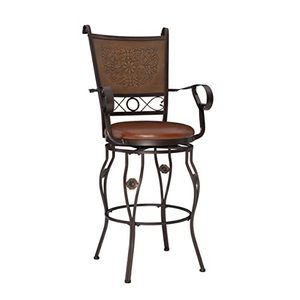 lot 1332 image: Powell Company Big and Tall Copper Stamped Back Barstool with Arms Bar Stool, Bronze