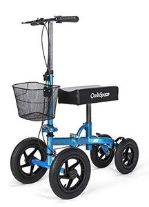 lot 1337 image: OasisSpace All Terrain Knee Scooter , with 12 inches Air Filled Wheels, Steerable Knee Walker Heavy Duty Crutches for Foot Injuries Ankles Surgery (Blue)