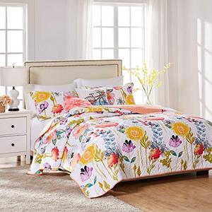 lot 1404 image: Greenland Home Watercolor Dream Quilt Set, 3-Piece KingCal King, White