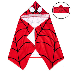 lot 4015 image: Spider-Man Kids Bath Hooded Towel Wrap, 51 x 22, 100% Cotton, Red, Marvel
