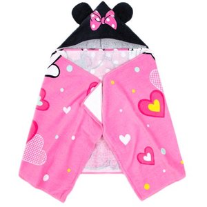 lot 4048 image: Disneys Minnie Mouse Pink Hooded Bath Towel, 100% Cotton, 1 Piece