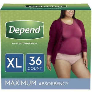 lot 4070 image: Depend Fit-Flex Incontinence Underwear for Women, Maximum Absorbency, Extra-Large, Light Pink, 36 Count