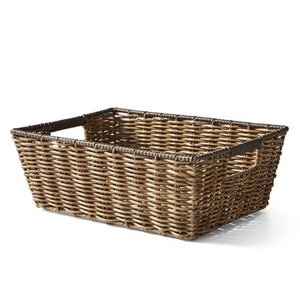 lot 4073 image: Better Homes & Gardens Poly Rattan Storage Basket with Cut-Out Handles, Brown, Rectangle