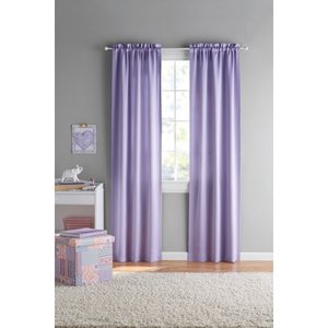 lot 4075 image: Your Zone Solid Color Room Darkening Rod Pocket Panel Pair, Set of 2, Purple, 30 x 63