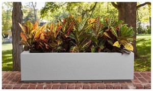 lot 58 image: PolyStone Riviera Short Trough Planter (46 x 17 x 12 in), Concrete Gray