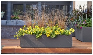 lot 67 image: PolyStone Riviera Short Trough Planter (46 x 17 x 12 in), Slate Grey