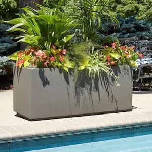 lot 75 image: Poly-Stone Milan Tall 46 in. x 19 in. Trough Planter - Slate Grey