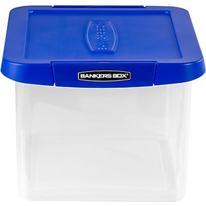 lot 2018 image: Bankers Box Heavy-Duty Plastic File Box, LetterLegal Size, BlueClear