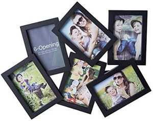 lot 2033 image: Melannco 18 x 15 Inch 6 Opening Jumble Photo Collage Frame, Displays Six 4x6 Inch Photos, Black