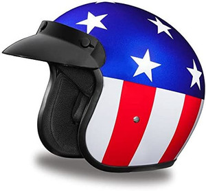 lot 2034 image: Daytona Helmets 34 Shell Open Face Motorcycle Helmet �� DOT Approved Captain America 2XL