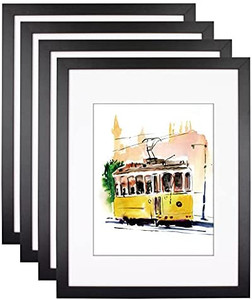lot 2042 image: Annecy 11x14 Picture Frames (4 Pack, Black), Composite Wood Photo Frame