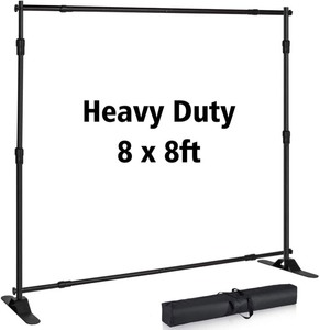 lot 2106 image: Photo Backdrop Stand - Heavy Duty Banner Holder Adjustable Photography Poster Stand - Height Up to 8x8 ft Back Drop Stand for Trade Show, Photo Booth, Parties, Wedding, Birthday, Photoshoot Background