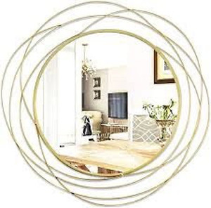 lot 2112 image: ironsmithn Wall Mirror Mounted Round Decorative Mirrors Circle for Bathroom Vanity, Living Room or Bedroom 26.8�� x26.8��, Gold