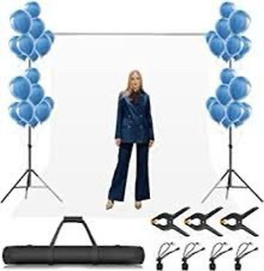 lot 2114 image: GLOSHOOTING Backdrop Stand for Photoshoot, 8.5 x 10 ft Heavy Duty Back Drop Adjustable Stands, Photography Background Support System Kit with Carry Bag