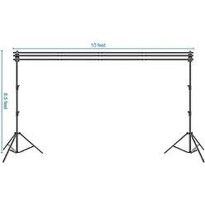 lot 2116 image: Emart Triple Crossbar 10 ft Wide 8.5 ft Height Backdrop Stand, Photo Video Studio Heavy Duty Adjustable Photography