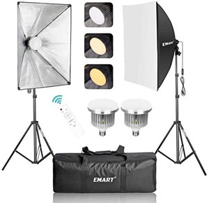 lot 2117 image: EMART Dimmable LED Softbox Lighting Kit, Continuous Lighting Soft Box Lights Set, Home Studio Product Photo Photography Light Kit for YouTube Video Recording, Photoshoot, Podcast, Live Streaming