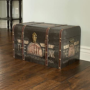 lot 2121 image: Household Essentials 9243-1 Large Vintage Decorative Home Storage Trunk - Luggage Style , Brown
