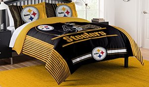 lot 2134 image: The Northwest Company Officially Licensed NFL Pittsburgh Steelers Safety FullQueen Comforter and 2 Sham Set, 86 x 86 , Black