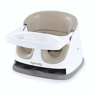 lot 2135 image: Ingenuity Baby Base 2-in-1 Booster Feeding & Floor Seat with Self-Storing Tray, Cashmere