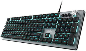 lot 2209 image: FIODIO Membrane Gaming Keyboard, Wired RGB Rainbow Backlit Keyboard