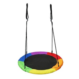 lot 2216 image: SereneLife Flying Fun Rainbow Toy Disc Swing - IndoorOutdoor Hanging Rope Swinging Seat Spinner