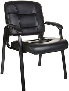 lot 2222 image: Amazon Basics Classic Faux Leather Office Desk Guest Chair with Metal Frame - Black