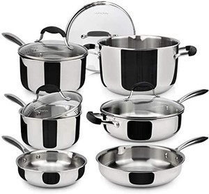 lot 2226 image: AVACRAFT 1810 Stainless Steel Cookware Set, Premium Pots and Pans Set, High Quality Kitchen Essentials for cooking, Multi-Ply Body Stainless Steel Pan Set, 10-Piece Sets