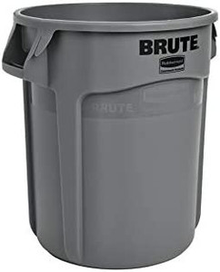 lot 2326 image: Rubbermaid Commercial Products FG261000GRAY Brute Heavy-Duty Round TrashGarbage Can, 10-Gallon, Gray