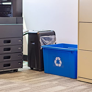 lot 2340 image: IRIS USA SIA-18-T Commercial Stackable Recycling Box, Blue (3 pack)