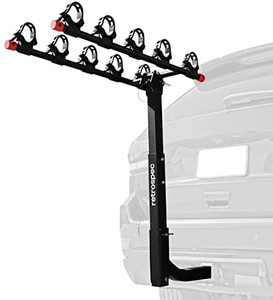 lot 2343 image: Retrospec Lenox Car Rack Five Bike Mount Hitch - 5 Bicycle Carrier - Class III or IV 2�� Hitch - Compact Foldable Steel Frame