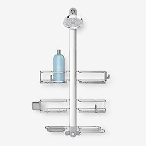 lot 2412 image: simplehuman Adjustable and Extendable Shower Caddy XL, Stainless Steel and Anodized Aluminum