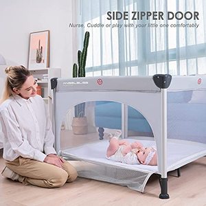 lot 2427 image: Angelbliss Baby Playpen Pack n Play Outdoor Baby Playpen for Babies and Toddlers, Portable Playard with Comfortable Mattress (Grey)