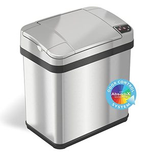 lot 2431 image: iTouchless Sensor Garbage Can Kitchen Wastebasket, 2.5 Gallon, Rectangular Stainless Steel