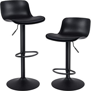lot 2436 image: YOUNIKE Modern Design Bar Stools Set of 2,with Adjustable Height and 360°Swivel, Ergonomic Streamlined Polypropylene High Bar stools for Bar Counter, Home and Kitchen Island-Black