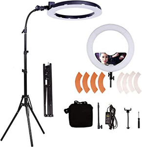 lot 2439 image: GSKAIWEN 18inch 65W LED Makeup Ring Light with Mirror for Eyebrow Tattoo Light Lash Lamp Beauty Light Eyelash Extension Lamp Studio Video Photography Light with Tripod Phone Holder Mirror and Bag