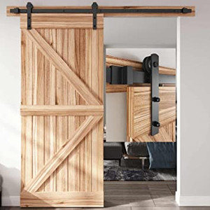 lot 3015 image: EaseLife 6 FT Heavy Duty Sliding Barn Door Hardware Track Kit,Straight Pulley,Slide Smoothly Quietly,Easy Install (6FT Track Kit for 3036 Wide Single Door)
