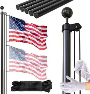 lot 3017 image: FFILY Flag Pole for Outside In Ground - 20 FT Heavy Duty Flagpole Kit for Yard - Extra Thick Outdoor Flag Poles with 3x5 American Flag for Residential or Commercial, Black
