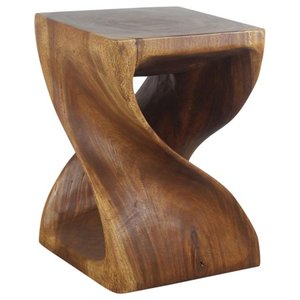 lot 3021 image: Haussmann Wood Twist End Table 15 x 15 x 20 inch High Walnut Oil