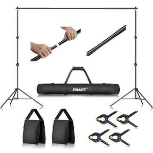 lot 3029 image: EMART Photo Video Studio 10Ft Adjustable Background Stand Backdrop Support System Kit with Carry Bag