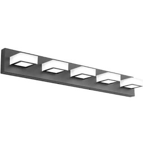 lot 3041 image: Ralbay Modern Black Bathroom Lighting Fixtures 5 Lights Adjustable Acrylic Bathroom Vanity Lights Fixtures Modern LED Matte Black Bathroom Vanity Lights Over Mirror(Natural White Light)