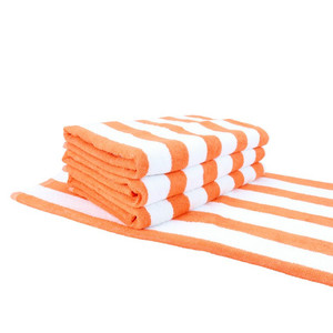 lot 3045 image: Arkwright Cali-Cabana Striped Beach Towels - Orange Stripes - 30 x 60 - Ring-Spun 100% Cotton - Pack of 4